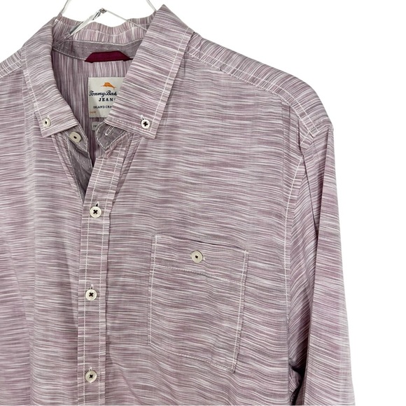 TOMMY BAHAMA Island Modern Fit Lavender Button Down Long Sleeve Shirt Large - Picture 2 of 6